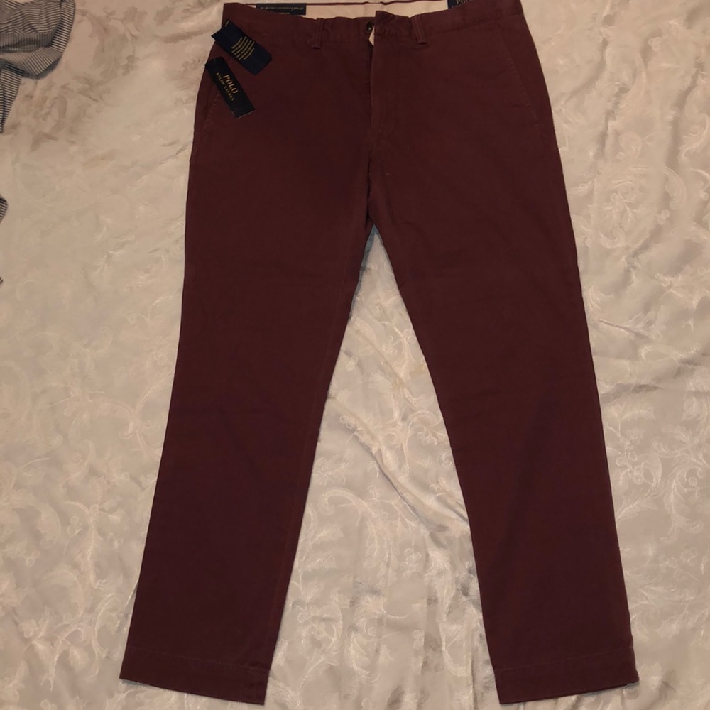 light maroon slim fit polo chino pants
